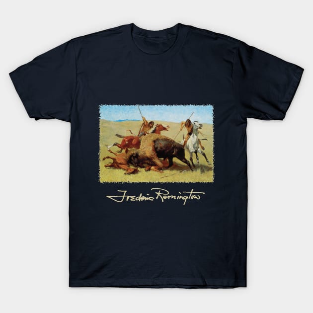 Buffalo Hunt by Frederic Remington T-Shirt by MasterpieceCafe